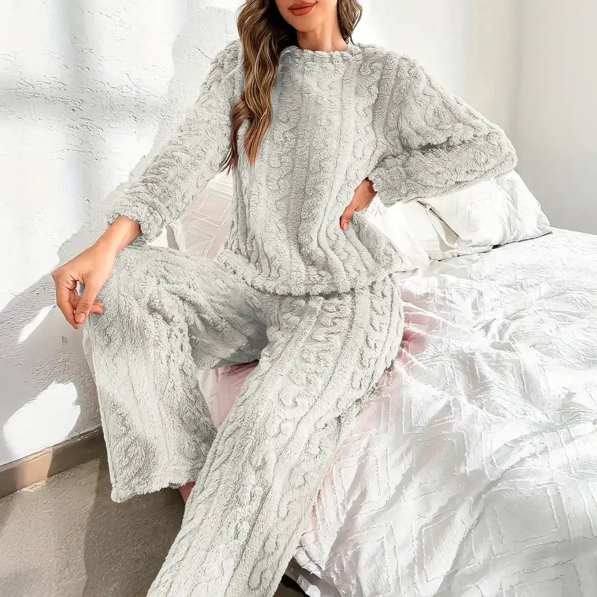 Conjunto Pijama Suave Afelpada Mujer Invierno Calientita