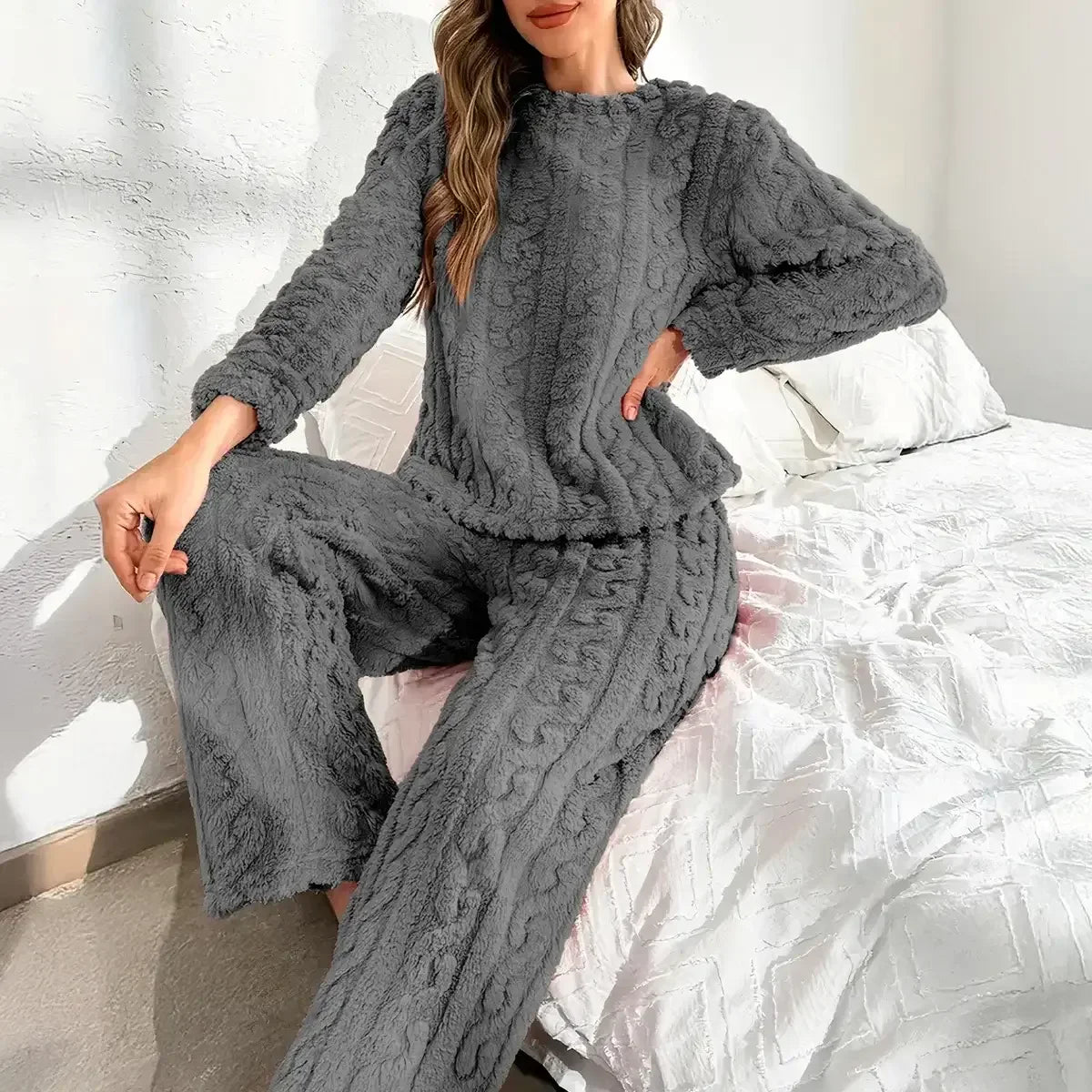Conjunto Pijama Suave Afelpada Mujer Invierno Calientita