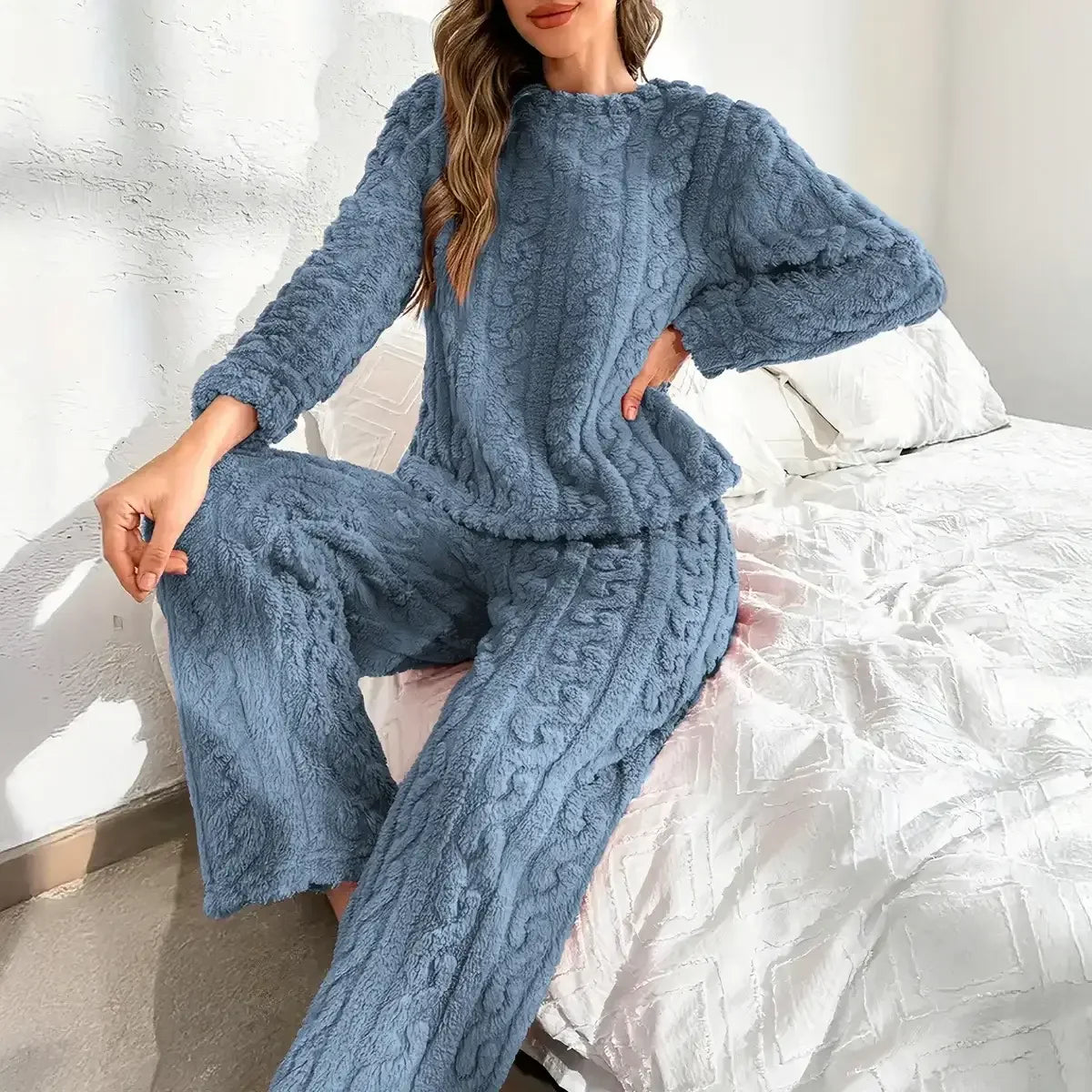 Conjunto Pijama Suave Afelpada Mujer Invierno Calientita