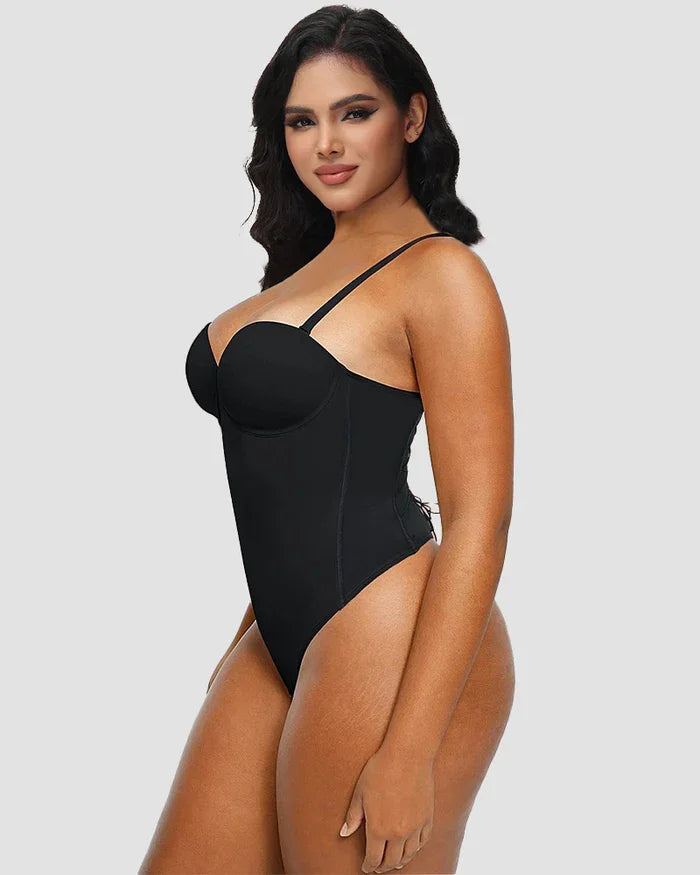 Body Faja Tanga con Cordones en la Espalda sin Costuras