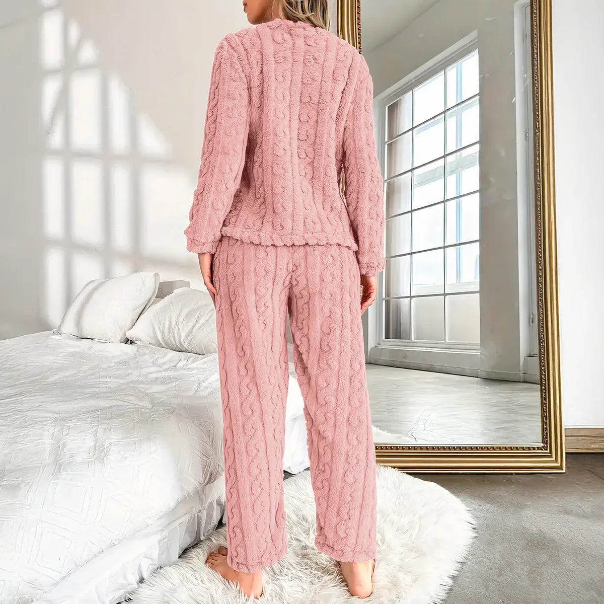 Conjunto Pijama Suave Afelpada Mujer Invierno Calientita