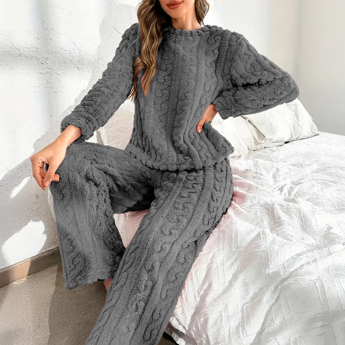 Conjunto Pijama Suave Afelpada Mujer Invierno Calientita