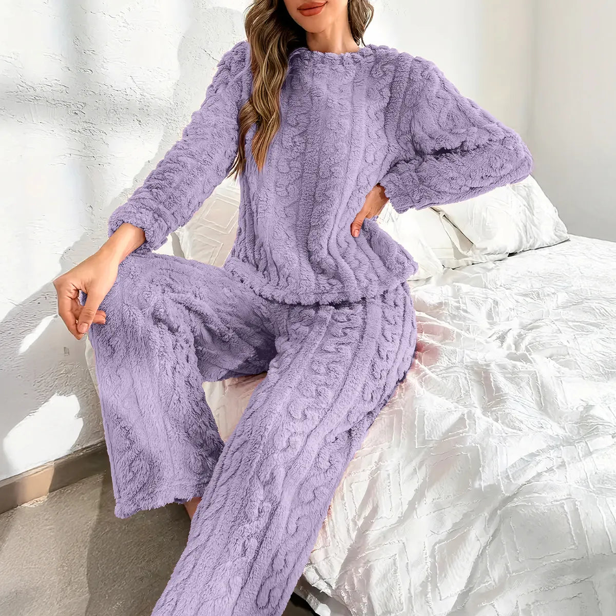 Conjunto Pijama Suave Afelpada Mujer Invierno Calientita