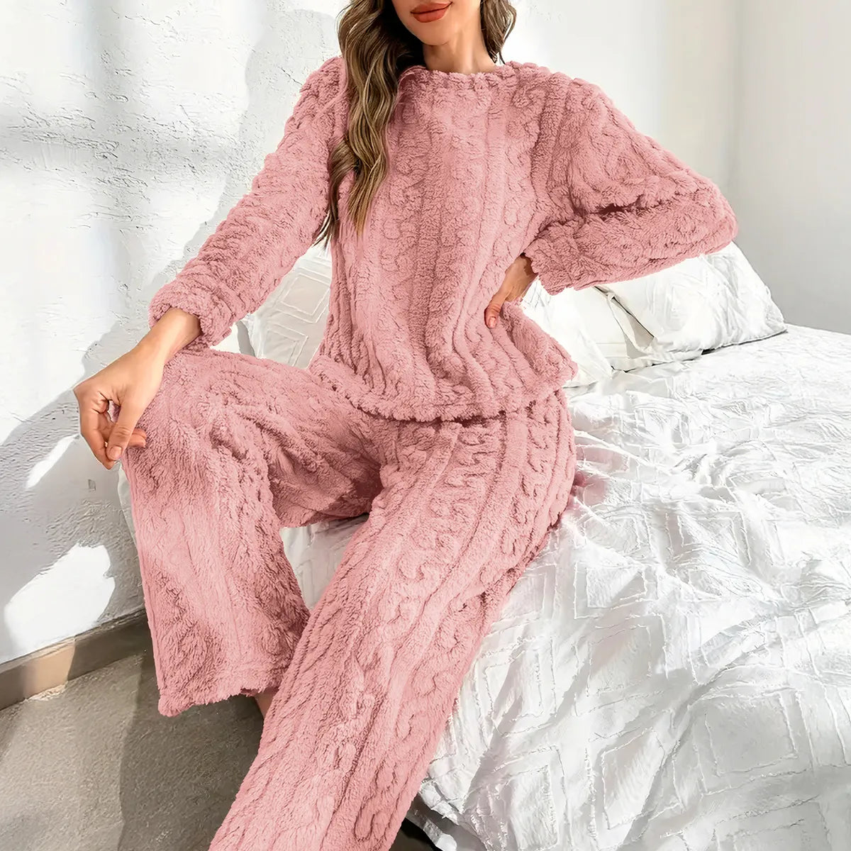 Conjunto Pijama Suave Afelpada Mujer Invierno Calientita