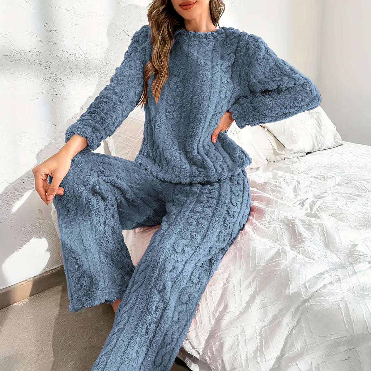 Conjunto Pijama Suave Afelpada Mujer Invierno Calientita