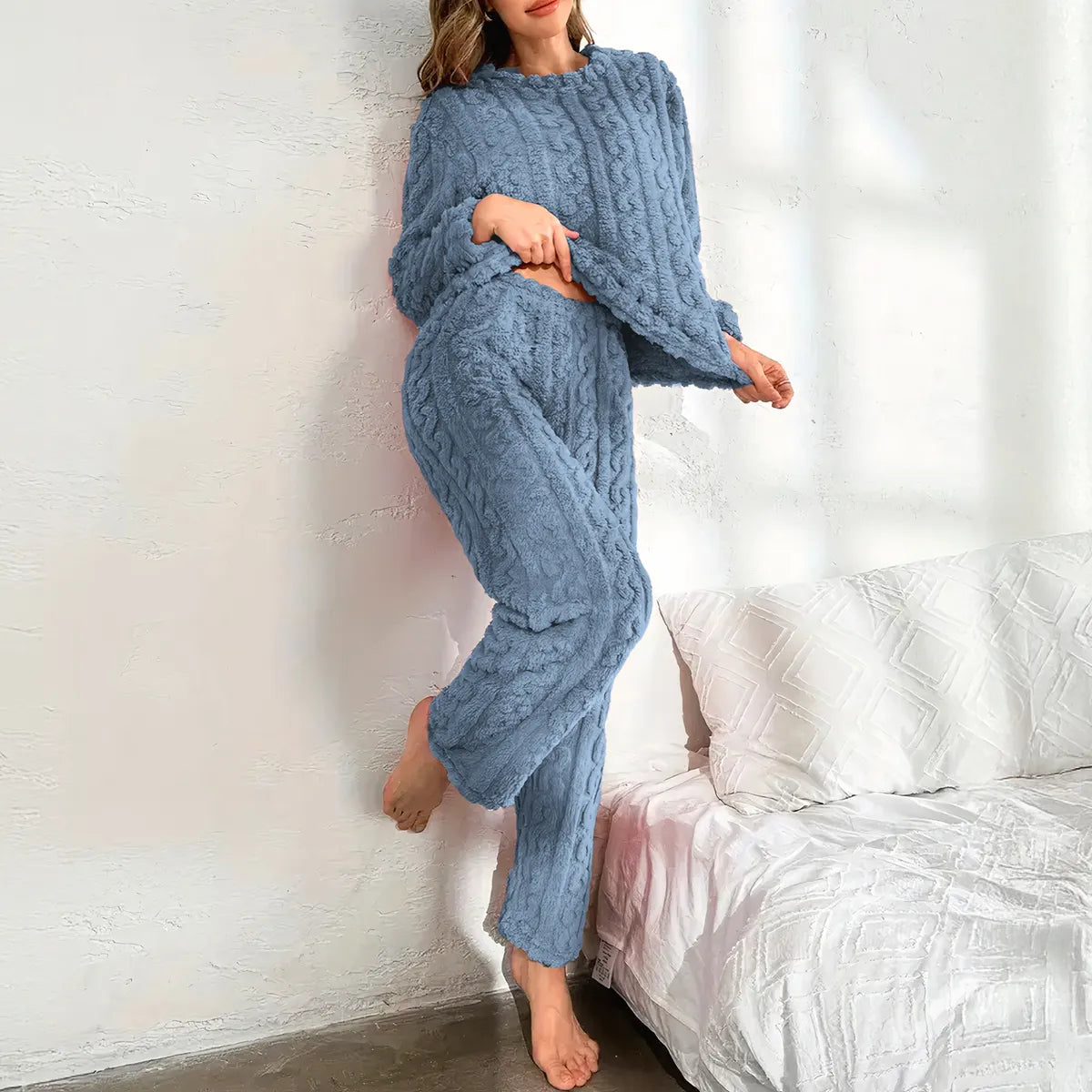 Conjunto Pijama Suave Afelpada Mujer Invierno Calientita
