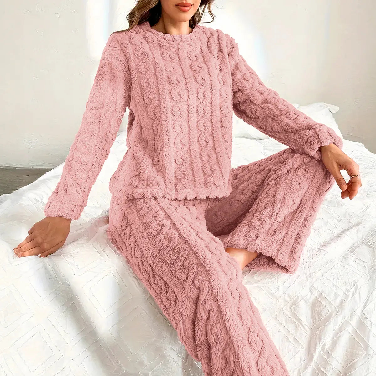 Conjunto Pijama Suave Afelpada Mujer Invierno Calientita